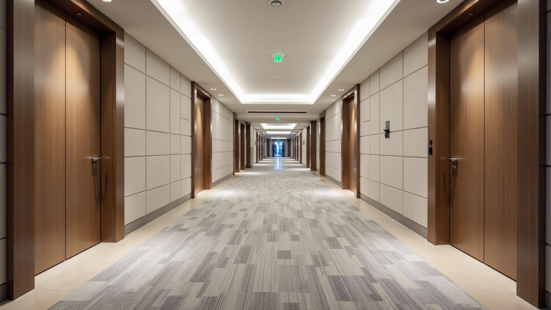 Strata building hallway with clean carpets